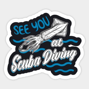 Vintage Scuba Diving Cuttlefish Sticker